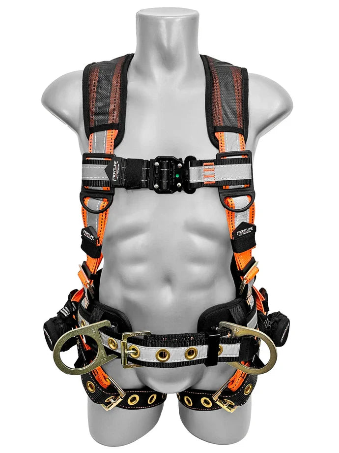 Frontline 100RCTB Combat reflective construction harness – safety orange webbing with full-wrap reflective tape
