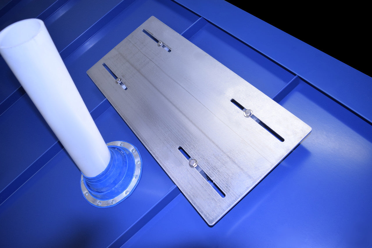 Standing seam VentSaver mounting plate with RoofClamp RCT clamps