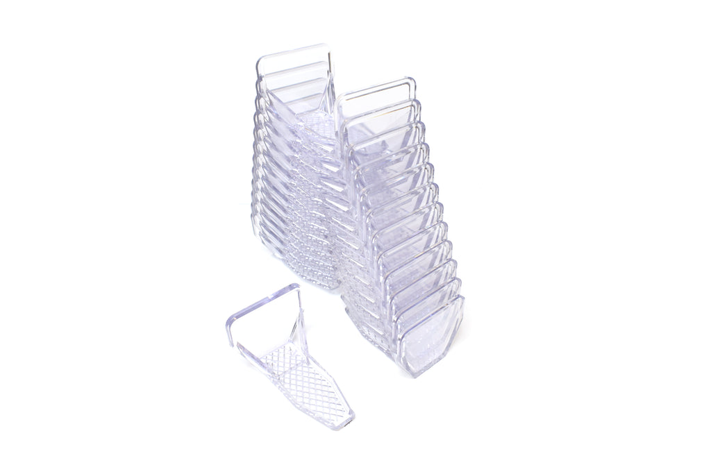 Stack of clear Metal roof snow guards