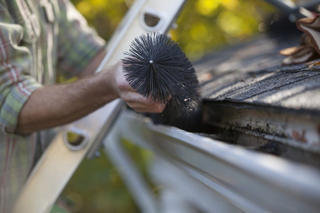 Installing 6 inch GutterBrush close up