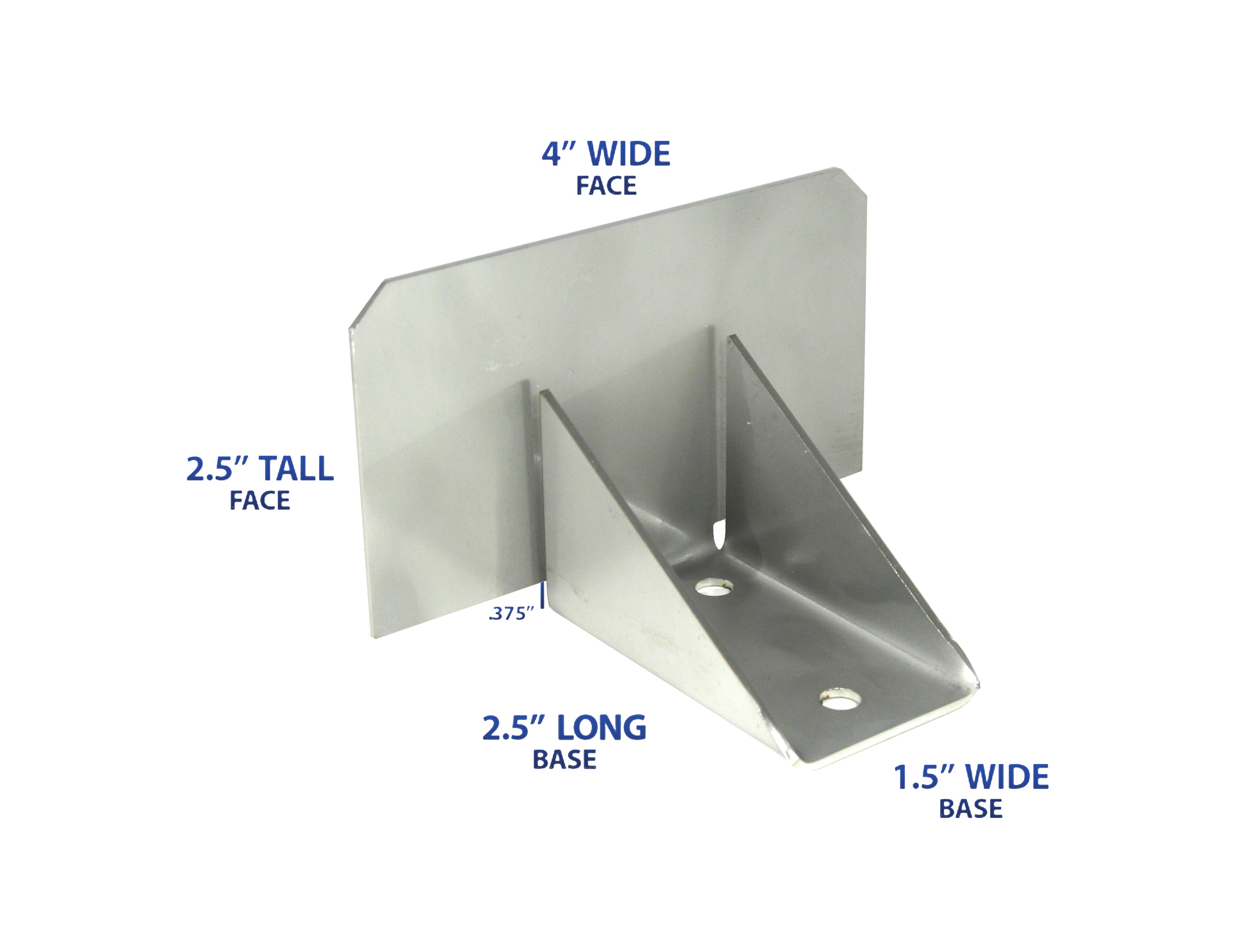 SnowCatchers stainless steel snow guard dimensions diagram showing width, height, and mounting hole spacing