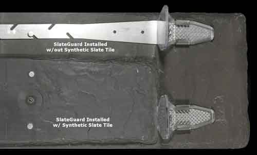 SlateGuard breakaway view installed under synthetic slate